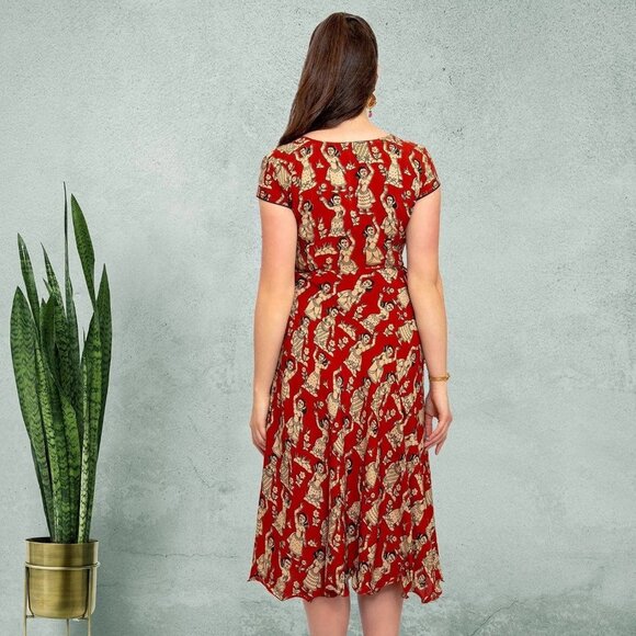 Red Knee-Length Dress | Tranquil Threads | Muvvas Boutique - Picture 5 of 5